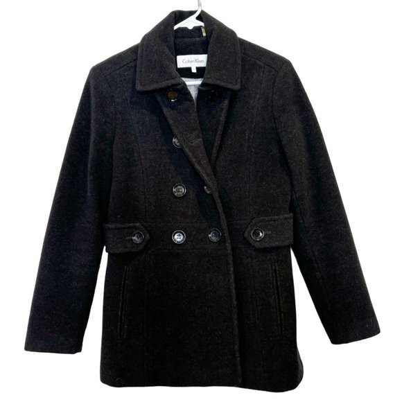 Vintage Calvin Klein Wool Blend Pea Coat Size 4 - Picture 1 of 9